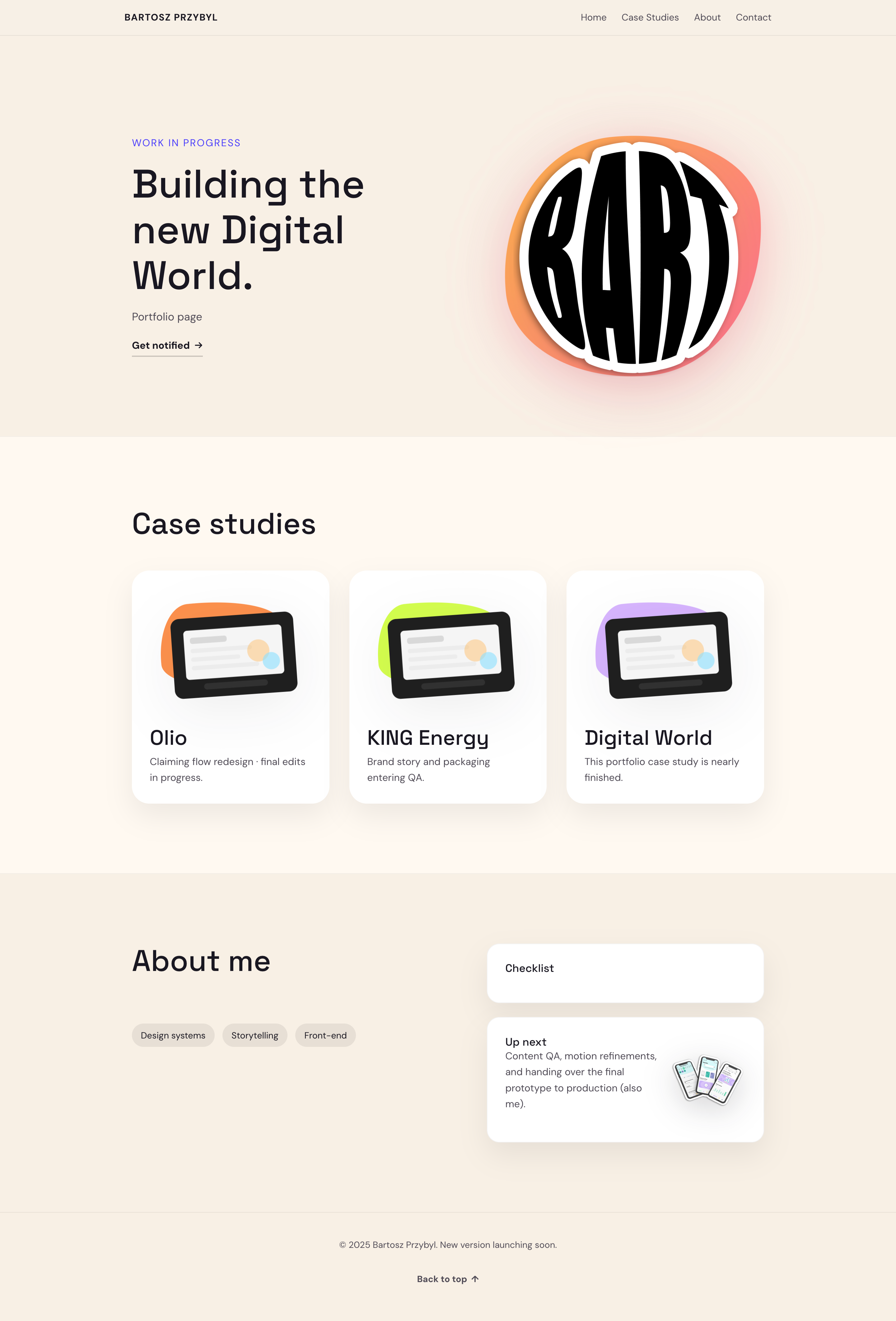 Mid-fidelity portfolio layout.