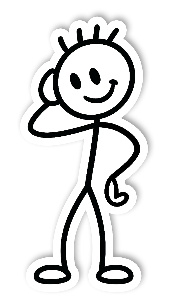 Stickman pointing to featured work