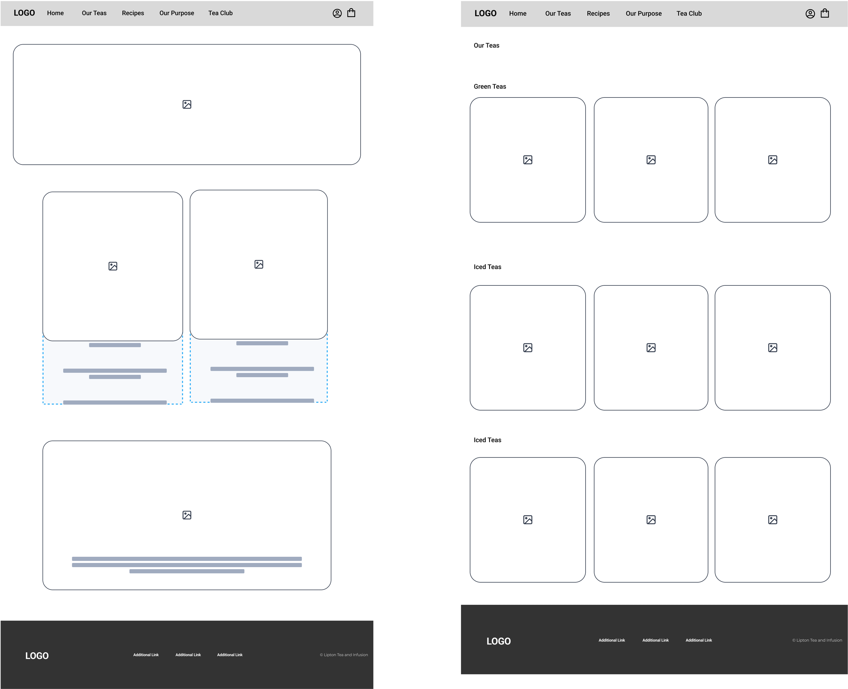 Homepage wireframe