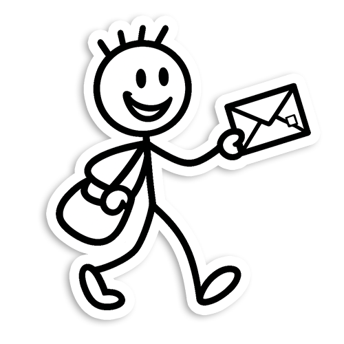Stickman delivering mail