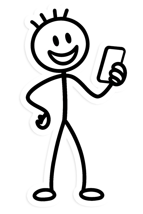Stickman pointing to the mockup