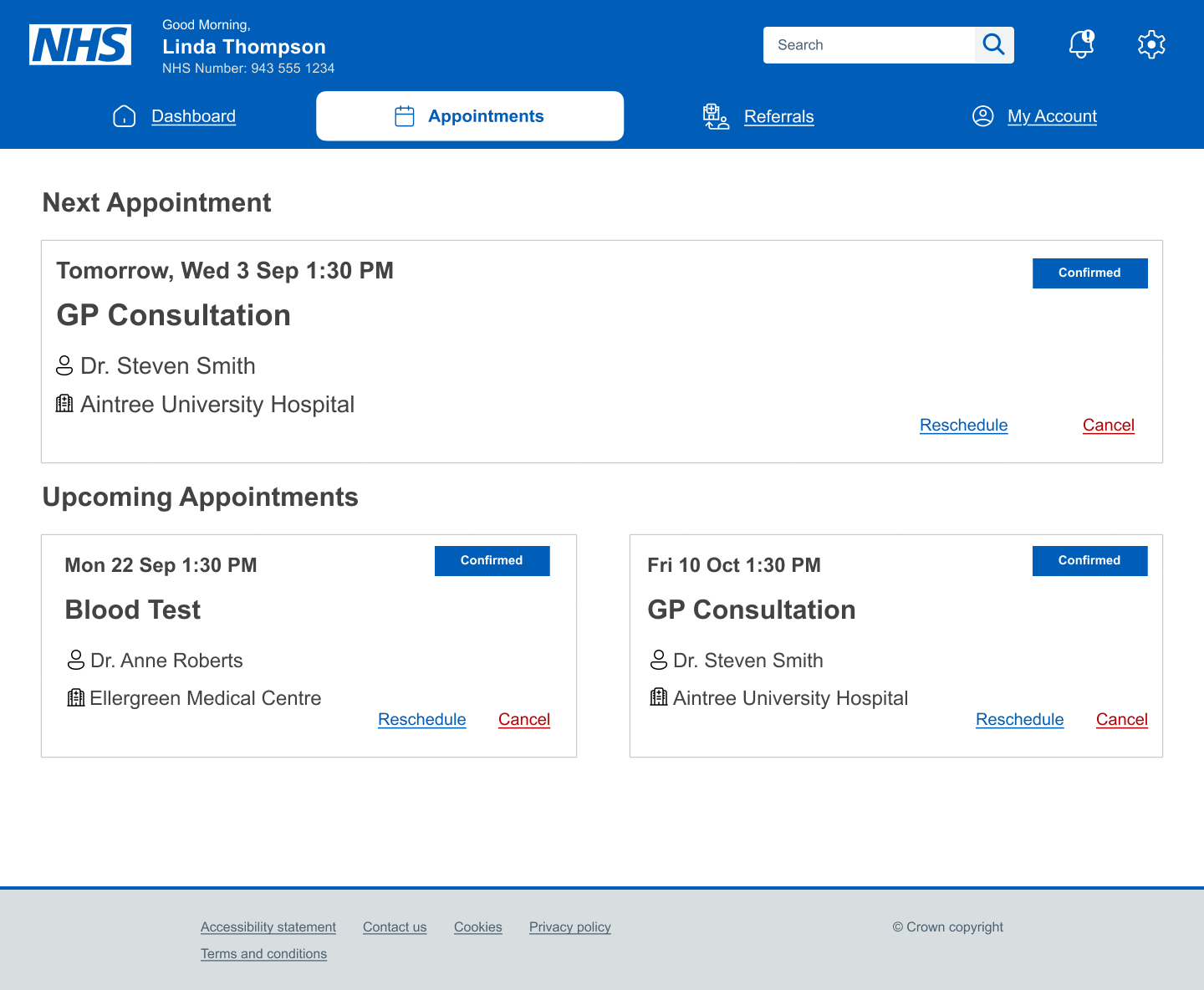 Prototype booking flow with confirmations