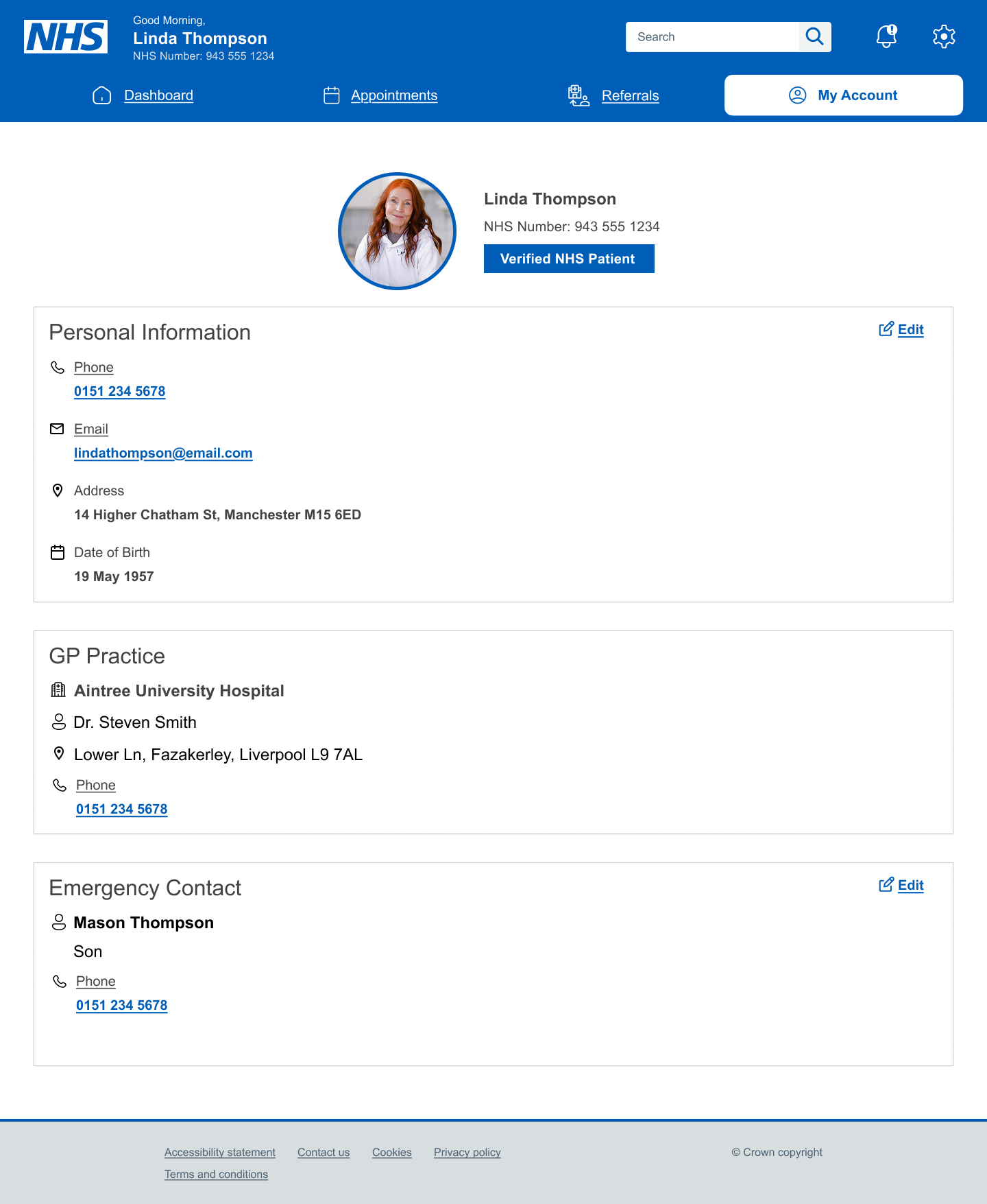 Prototype account and accessibility settings