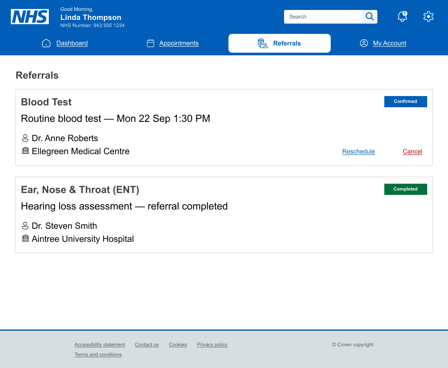 Prototype referral tracking timeline