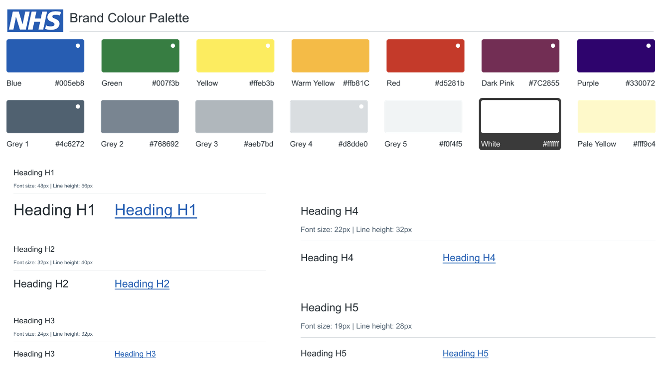 Colour palette and typography reference