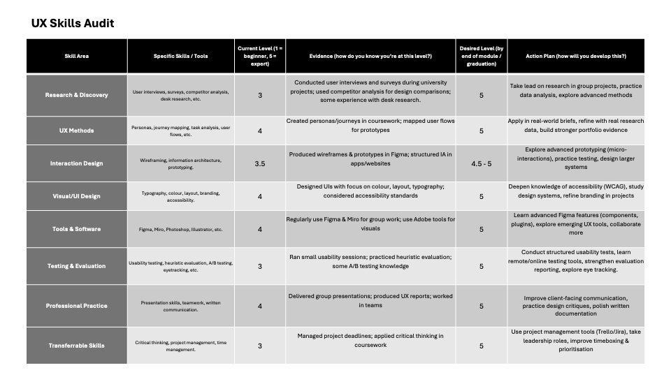 Skills audit overview