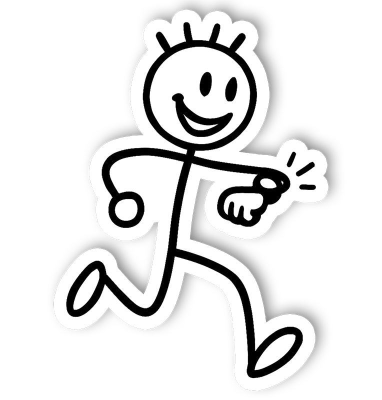 Stickman pointing to the mockup