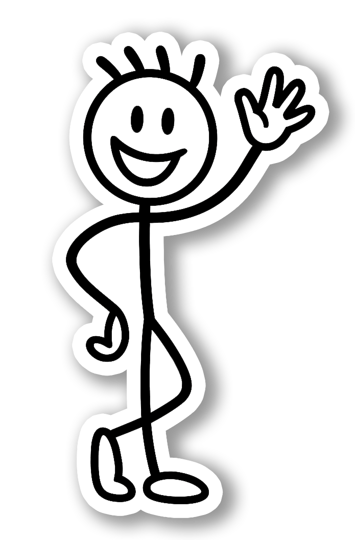 Smiling stickman waving