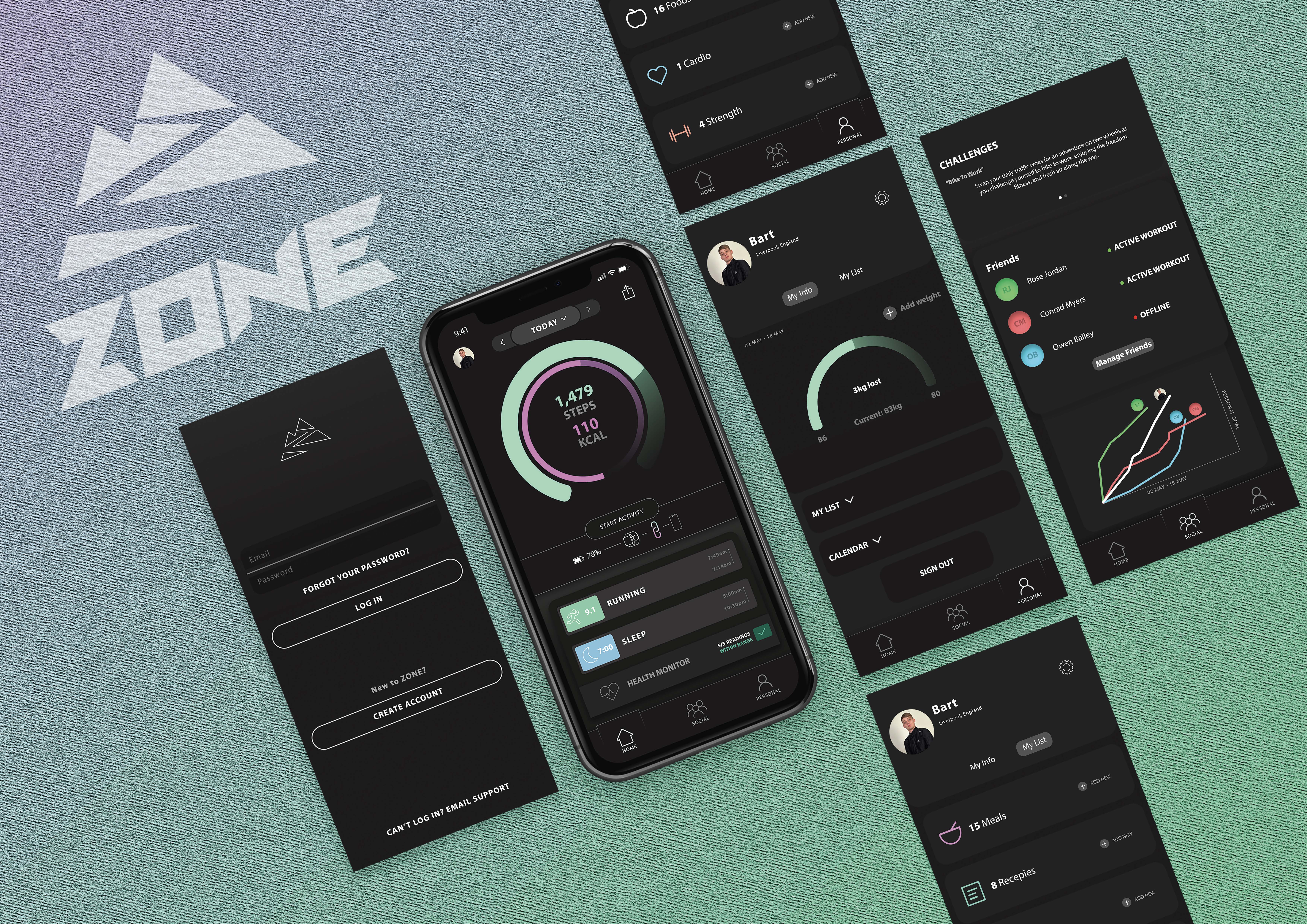 Outcome screens showcasing key moments.